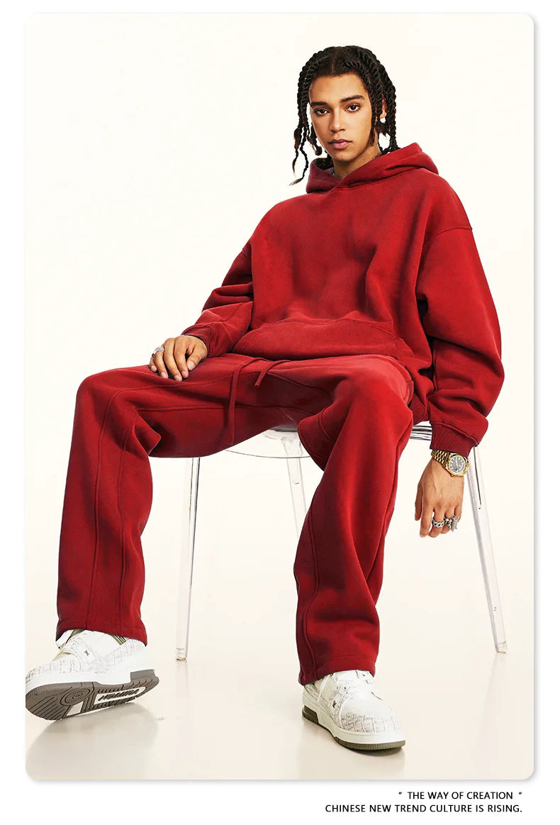 FLN 2025 Custom Men's Oversized Track Suit High Quality Sporty Hoodie and Sweatpants for Winter