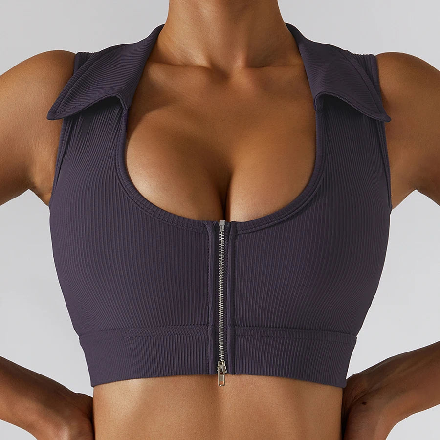 Zipper up Sports Bra Shorts Leggings Ribbed Yoga Set 4 Pieces Gym Fitness Workout Clothing Women Active Wear Sets