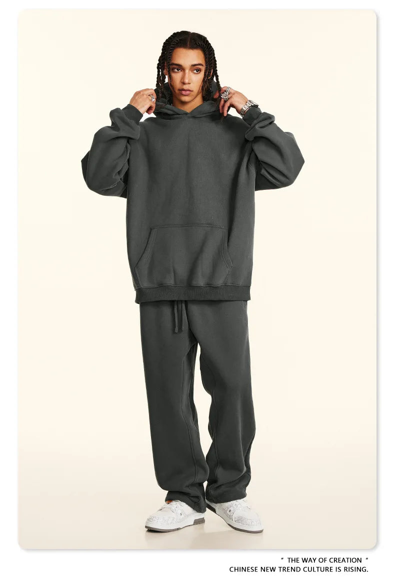 FLN 2025 Custom Men's Oversized Track Suit High Quality Sporty Hoodie and Sweatpants for Winter