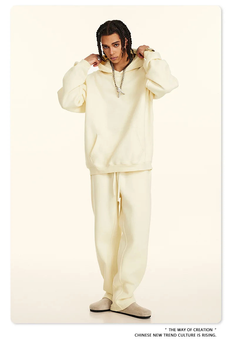 FLN 2025 Custom Men's Oversized Track Suit High Quality Sporty Hoodie and Sweatpants for Winter