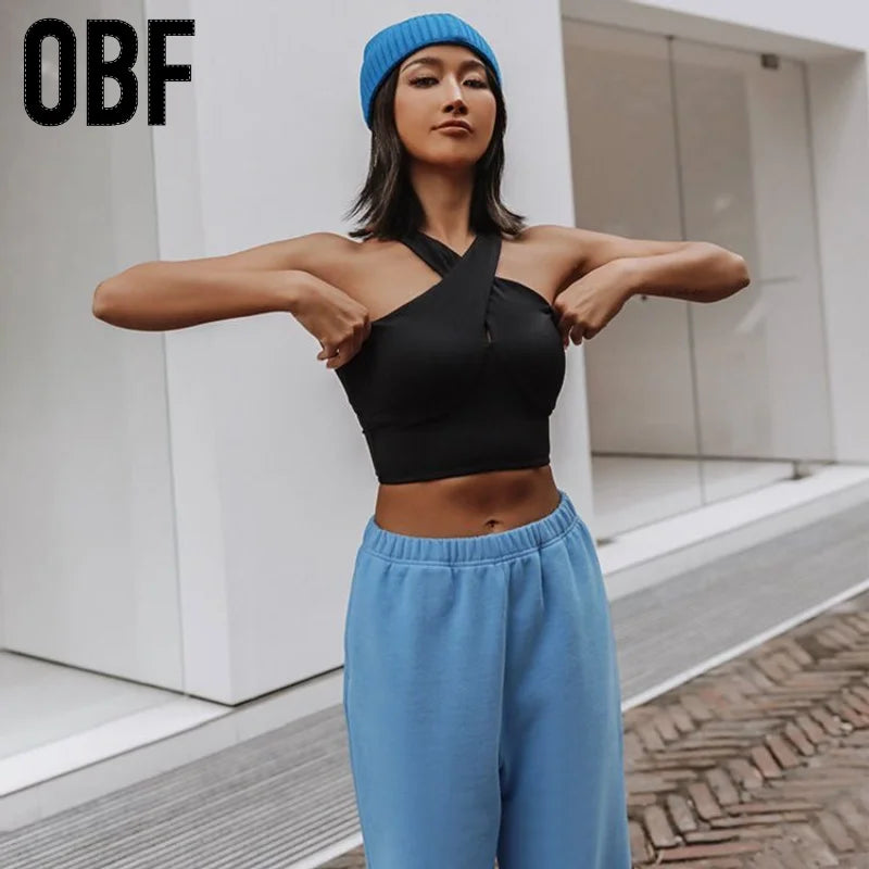 Wholesale Gym Set Woman Yoga Cross Back Crop Top Push up Halter Workout Sports Bra