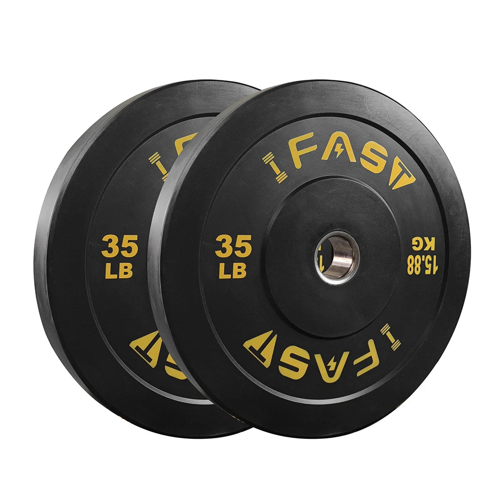 Bumper Weight Plates, Rubber Plate with 2-Inch Steel Insert Rubberized Weightlifting Barbell Plates 35LB, Pairs or Sets