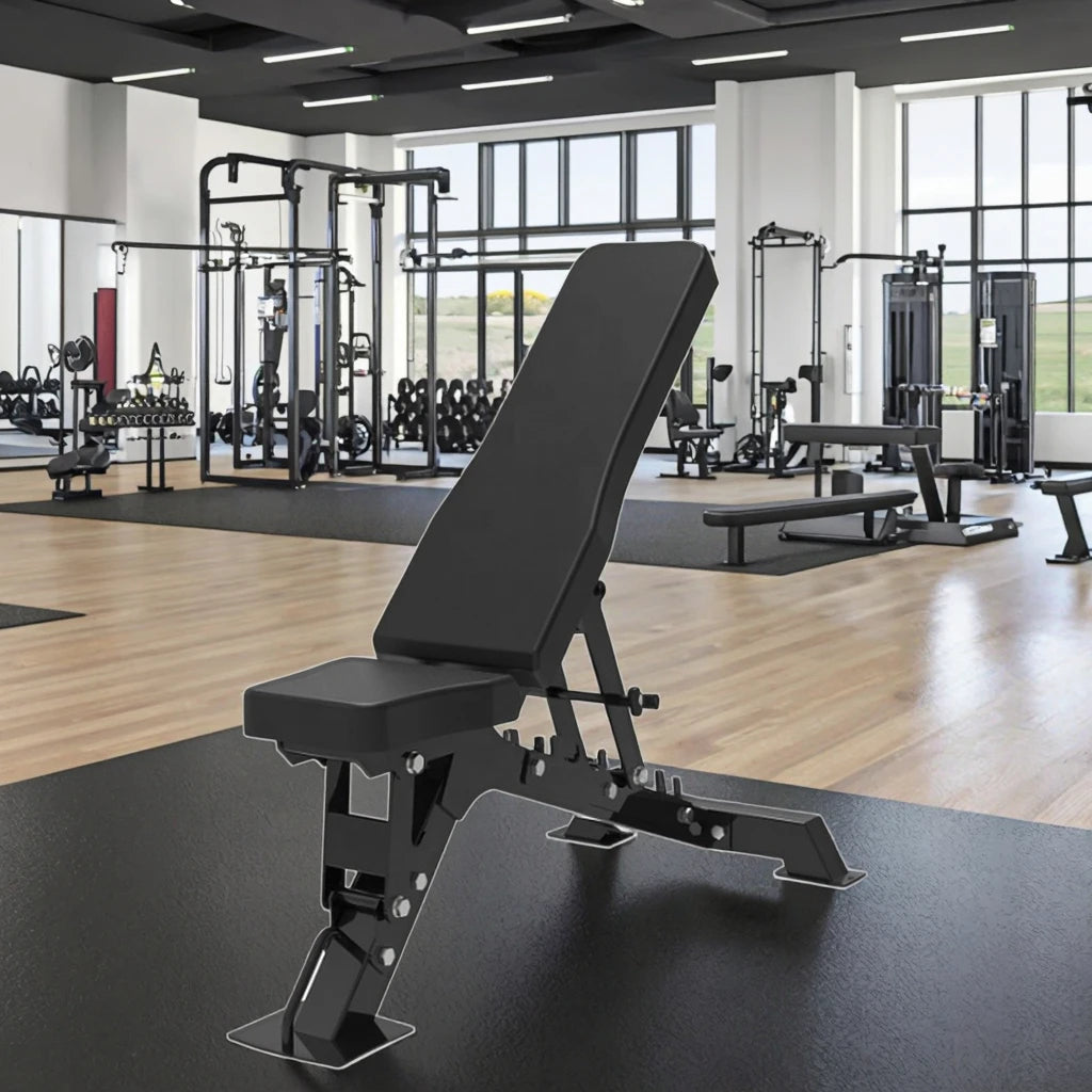 Professional Incline/Decline Weight Bench, Commercial Gym Quality with Transport Wheels