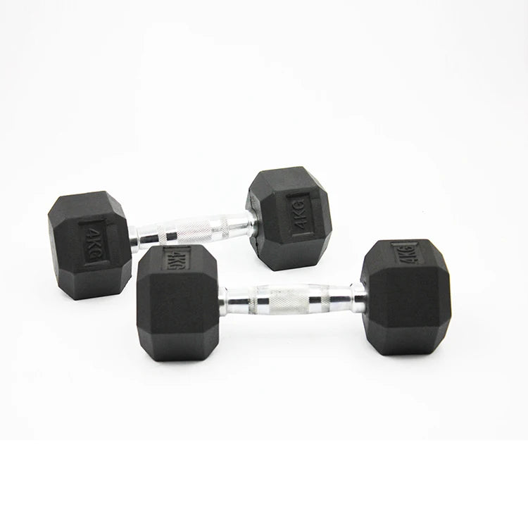 High Quality Gym Hex Dumbbells Rubber Encased Solid Weights Sets Rubber Hexagon Dumbbells Set