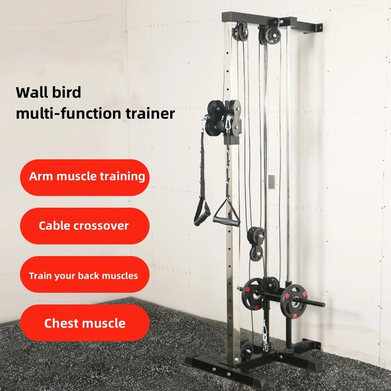 Multi-Function Home Gym Machine Wall-Mounted Cable Crossover Pulley for Lat Pull Down Row Essential Fitness Station