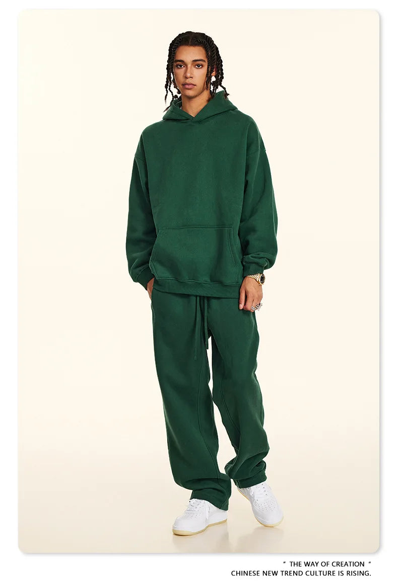 FLN 2025 Custom Men's Oversized Track Suit High Quality Sporty Hoodie and Sweatpants for Winter