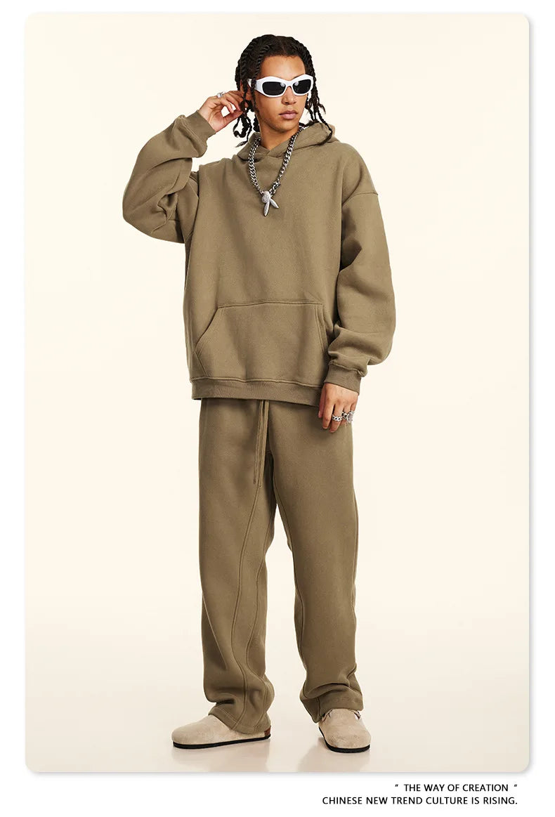 FLN 2025 Custom Men's Oversized Track Suit High Quality Sporty Hoodie and Sweatpants for Winter