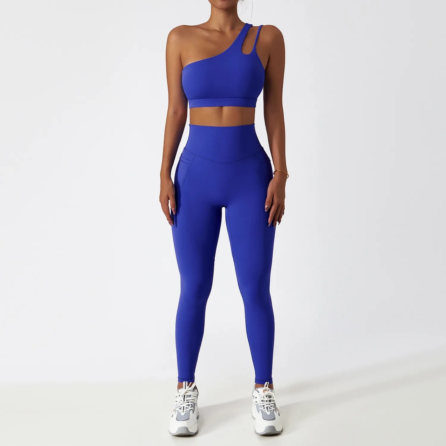 Custom logo Hot Sale 2 Piece Gym One Shoulder Sports Bra Shorts Leggings Yoga Pants Set Yoga Sets Fitness Women