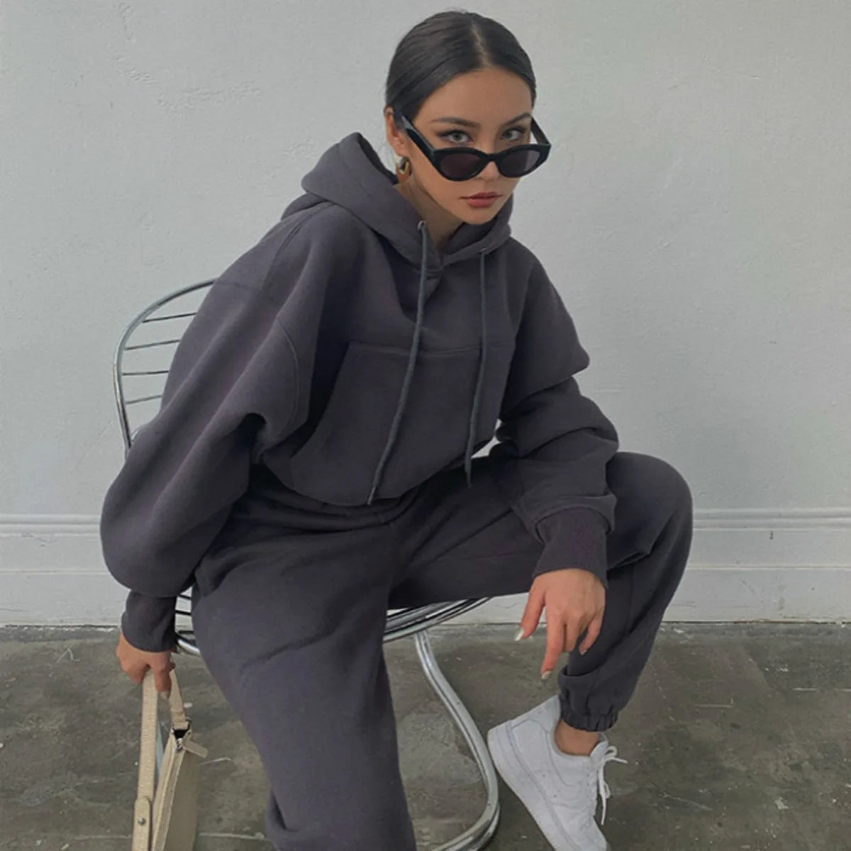 Casual Sports Gym Wear Hoodie Sweatshirt Sweat Pant Two Pieces Jogging Suits Sets Custom Women Tracksuit Sweatsuit Set