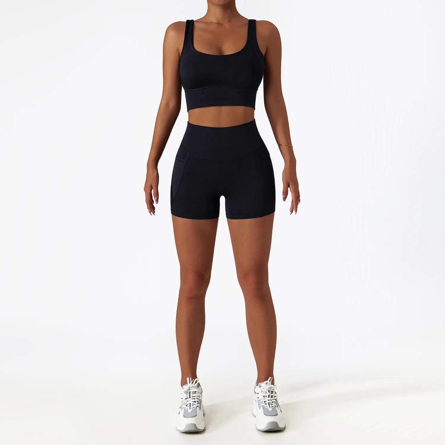 Custom logo Hot Sale 2 Piece Gym One Shoulder Sports Bra Shorts Leggings Yoga Pants Set Yoga Sets Fitness Women