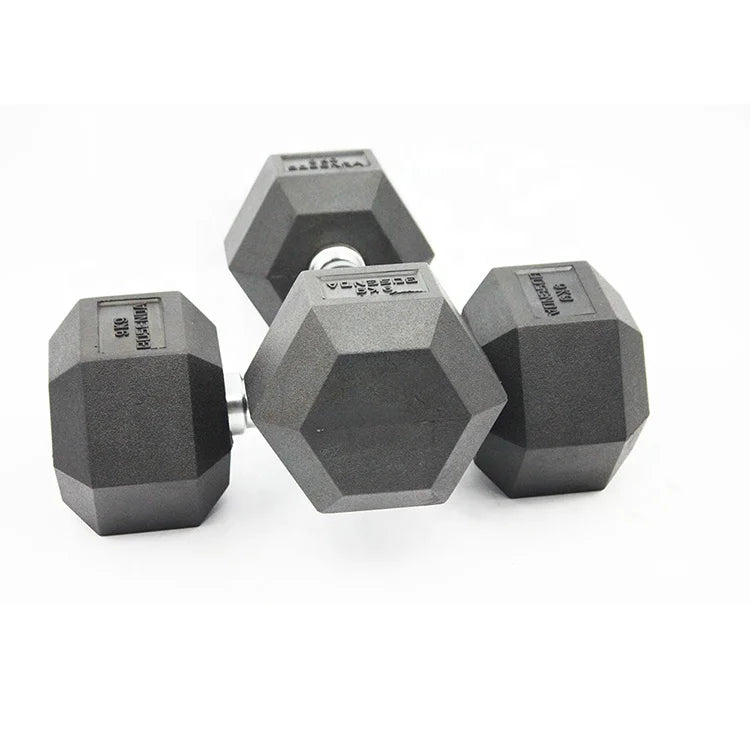 High Quality Gym Hex Dumbbells Rubber Encased Solid Weights Sets Rubber Hexagon Dumbbells Set