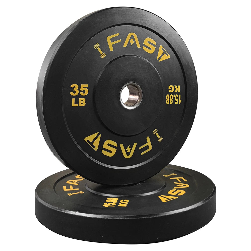 Bumper Weight Plates, Rubber Plate with 2-Inch Steel Insert Rubberized Weightlifting Barbell Plates 35LB, Pairs or Sets