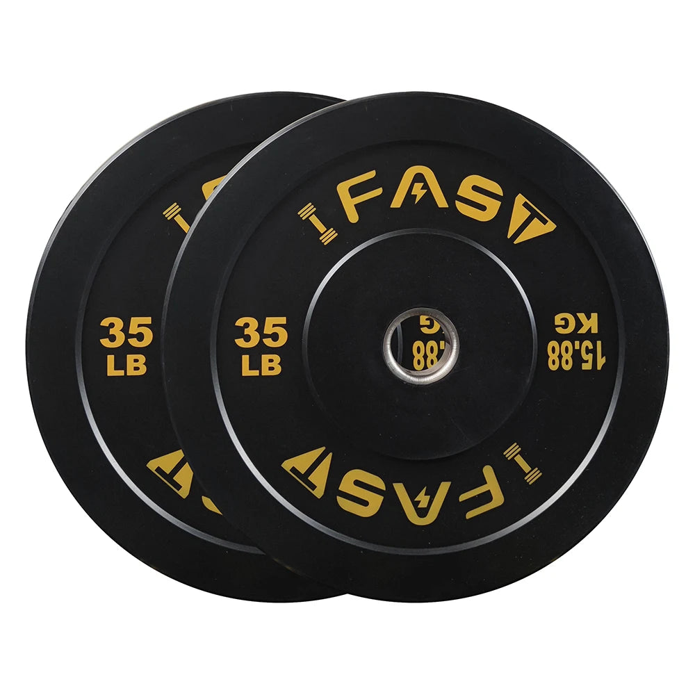 Bumper Weight Plates, Rubber Plate with 2-Inch Steel Insert Rubberized Weightlifting Barbell Plates 35LB, Pairs or Sets
