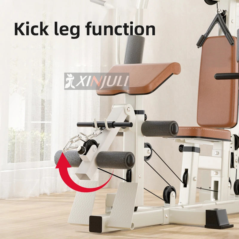 All-In-One Home Gym Equipment Full Training Workout Station with Weight Stack Pulley System Multi-Function Exercise Gear