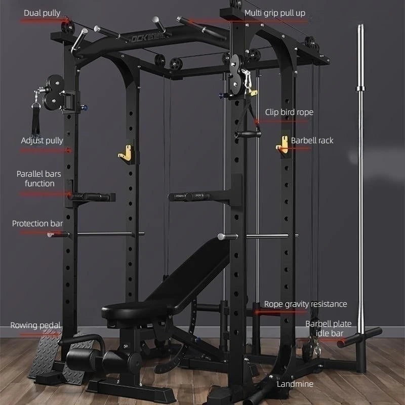Professional Home Gym Equipment Squat Rack Exercise Cable Workout Machine Fitness Power Cage Multifunction Smith Machine