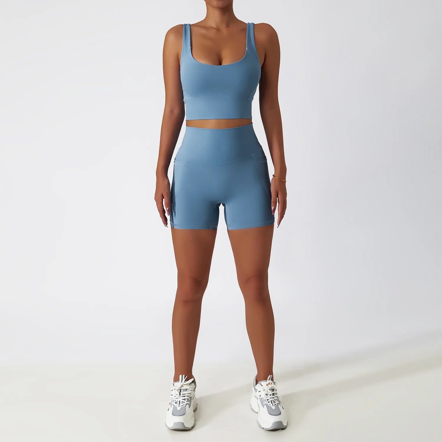 Custom logo Hot Sale 2 Piece Gym One Shoulder Sports Bra Shorts Leggings Yoga Pants Set Yoga Sets Fitness Women