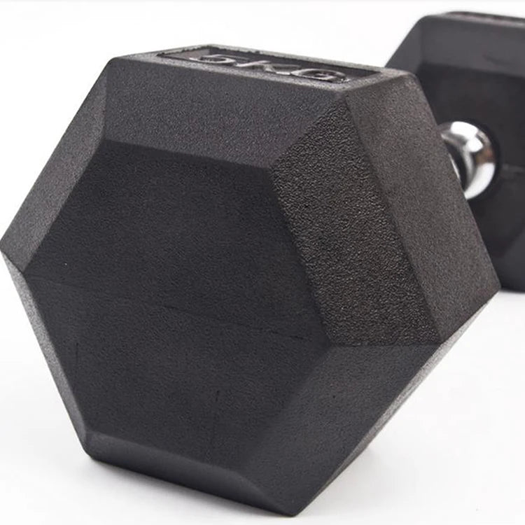 High Quality Gym Hex Dumbbells Rubber Encased Solid Weights Sets Rubber Hexagon Dumbbells Set