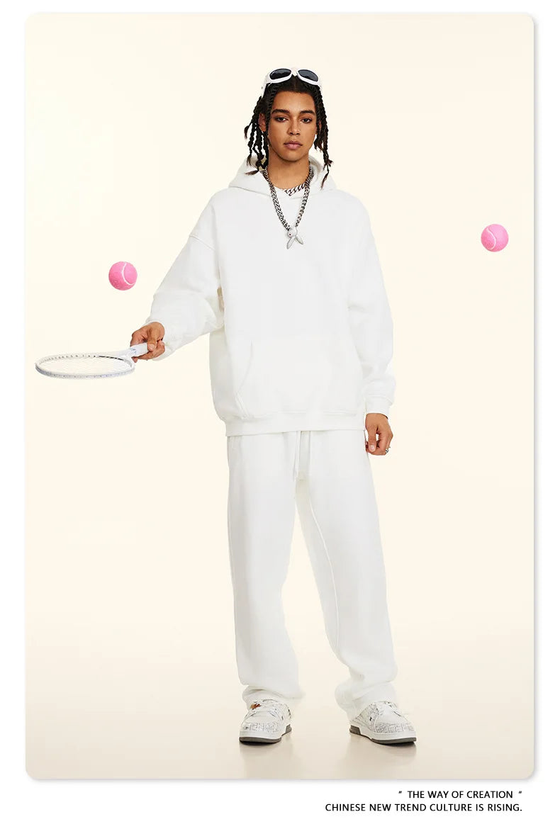 FLN 2025 Custom Men's Oversized Track Suit High Quality Sporty Hoodie and Sweatpants for Winter