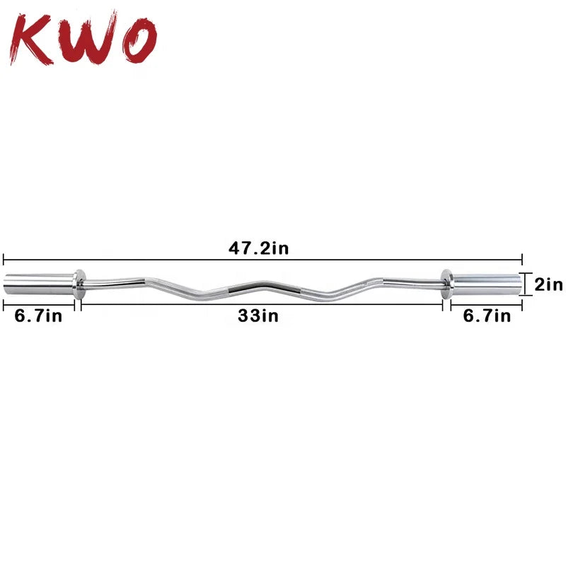 KWO Free Weights Gym Equipment Powerlifting Pull-up Super Curved Lifting Fitness Ez Curl Barbell Bar Steel Unisex Universal