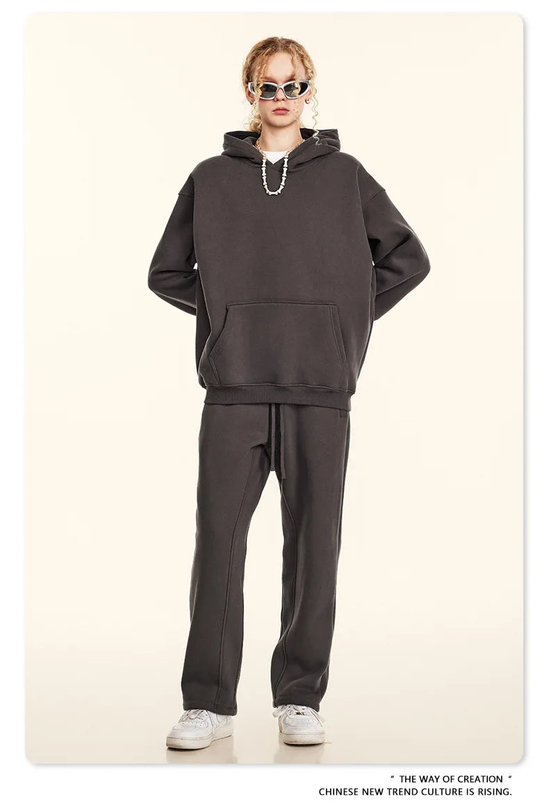 FLN 2025 Custom Men's Oversized Track Suit High Quality Sporty Hoodie and Sweatpants for Winter