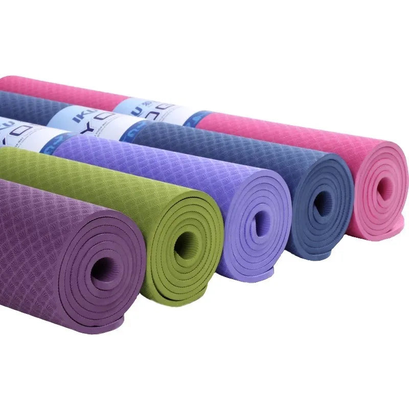 TPE Yoga Mats Custom Printed Eco Friendly New Pink Purple Black Green Waterproof Blue Body OEM Customized Logo Packing Opp