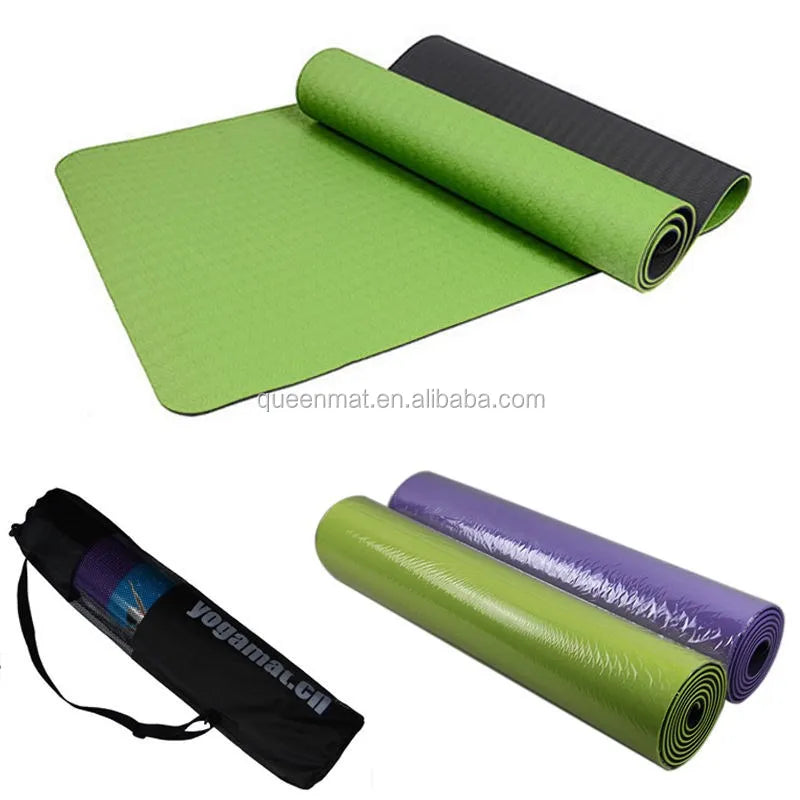 TPE Yoga Mats Custom Printed Eco Friendly New Pink Purple Black Green Waterproof Blue Body OEM Customized Logo Packing Opp
