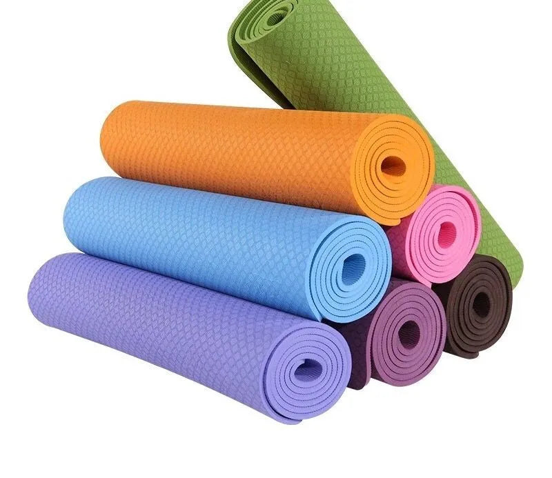 TPE Yoga Mats Custom Printed Eco Friendly New Pink Purple Black Green Waterproof Blue Body OEM Customized Logo Packing Opp