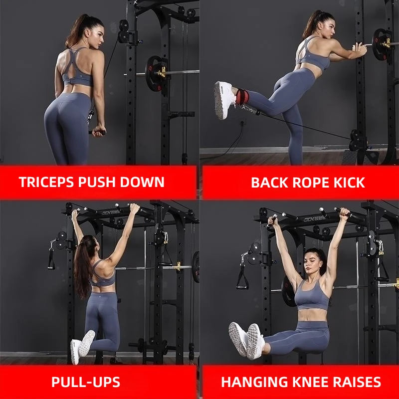 Professional Home Gym Equipment Squat Rack Exercise Cable Workout Machine Fitness Power Cage Multifunction Smith Machine