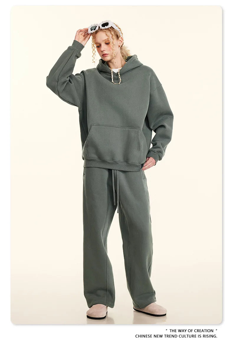 FLN 2025 Custom Men's Oversized Track Suit High Quality Sporty Hoodie and Sweatpants for Winter