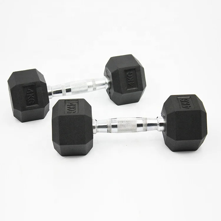 High Quality Gym Hex Dumbbells Rubber Encased Solid Weights Sets Rubber Hexagon Dumbbells Set
