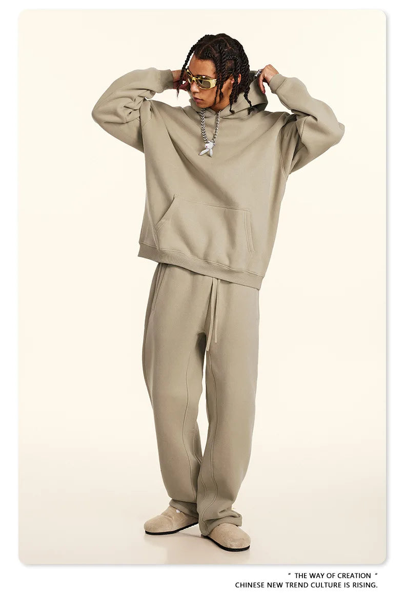 FLN 2025 Custom Men's Oversized Track Suit High Quality Sporty Hoodie and Sweatpants for Winter