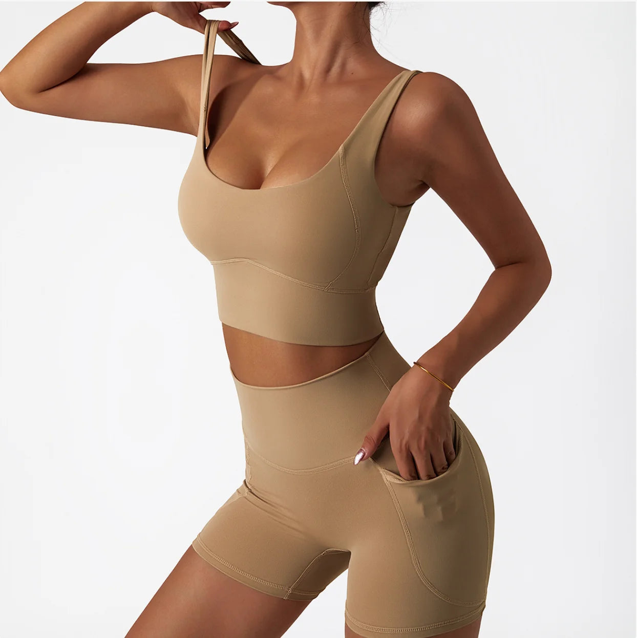 Custom logo Hot Sale 2 Piece Gym One Shoulder Sports Bra Shorts Leggings Yoga Pants Set Yoga Sets Fitness Women
