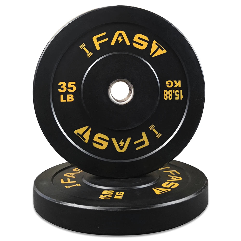 Bumper Weight Plates, Rubber Plate with 2-Inch Steel Insert Rubberized Weightlifting Barbell Plates 35LB, Pairs or Sets