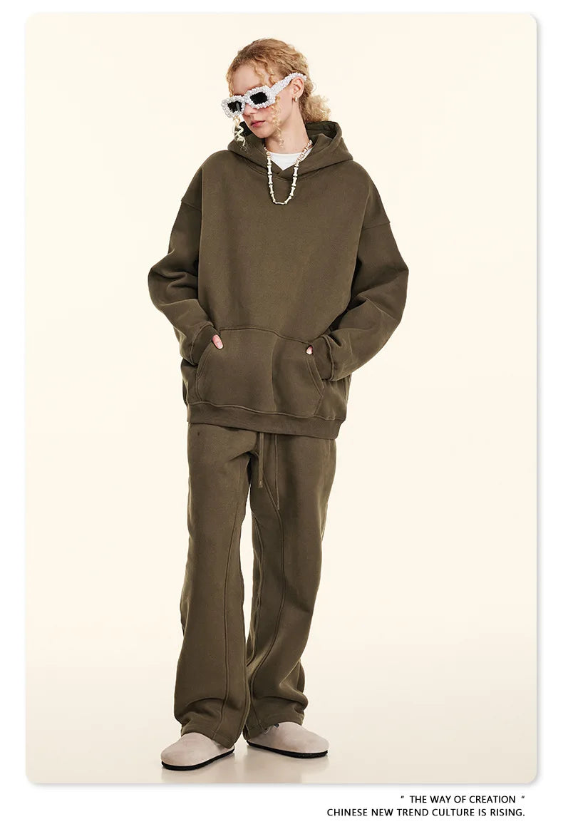 FLN 2025 Custom Men's Oversized Track Suit High Quality Sporty Hoodie and Sweatpants for Winter