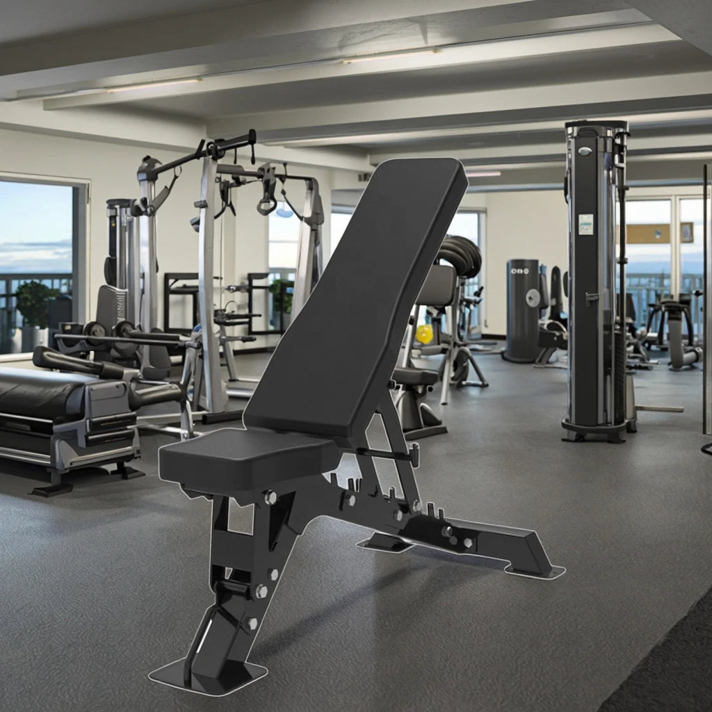 Professional Incline/Decline Weight Bench, Commercial Gym Quality with Transport Wheels