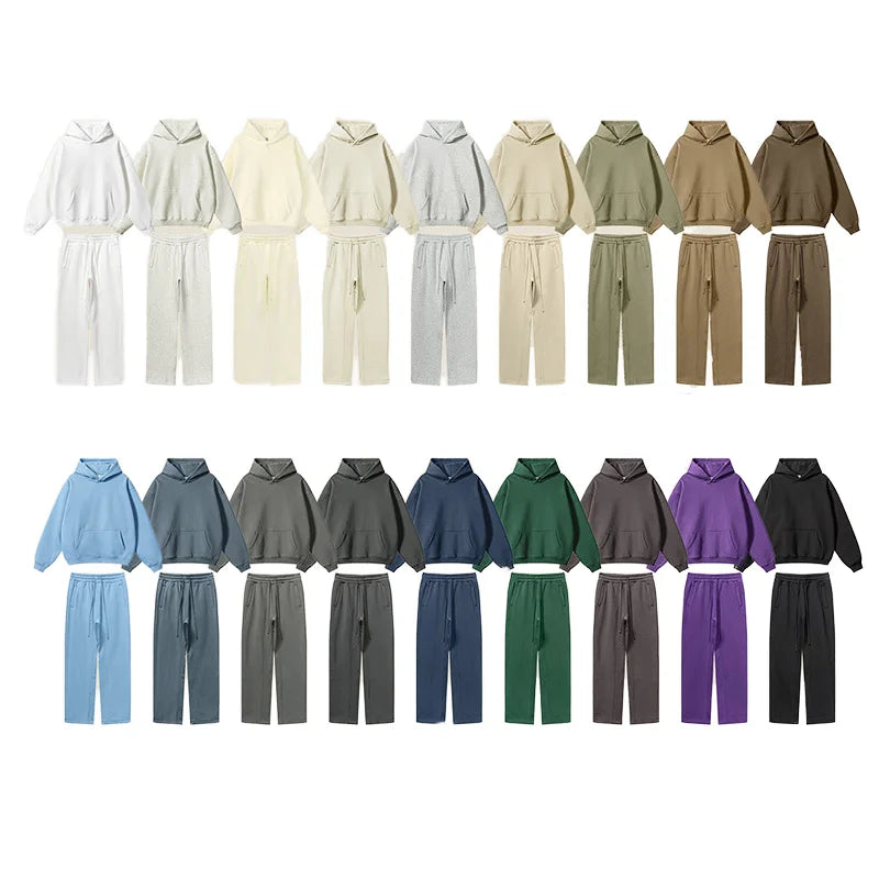 FLN 2025 Custom Men's Oversized Track Suit High Quality Sporty Hoodie and Sweatpants for Winter