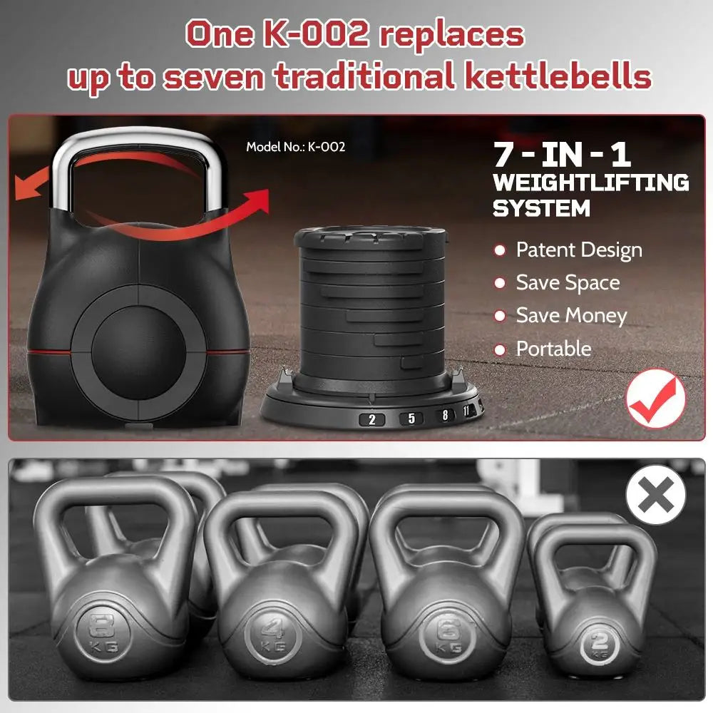 7 in 1Kettlebells 20kg  Adjustable Kettlebell Grip for Dumbbel, Custom Logo OEM  7 in 1 Kettlebell With Adjustable Weights 20Kg