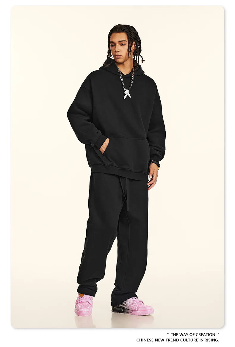 FLN 2025 Custom Men's Oversized Track Suit High Quality Sporty Hoodie and Sweatpants for Winter