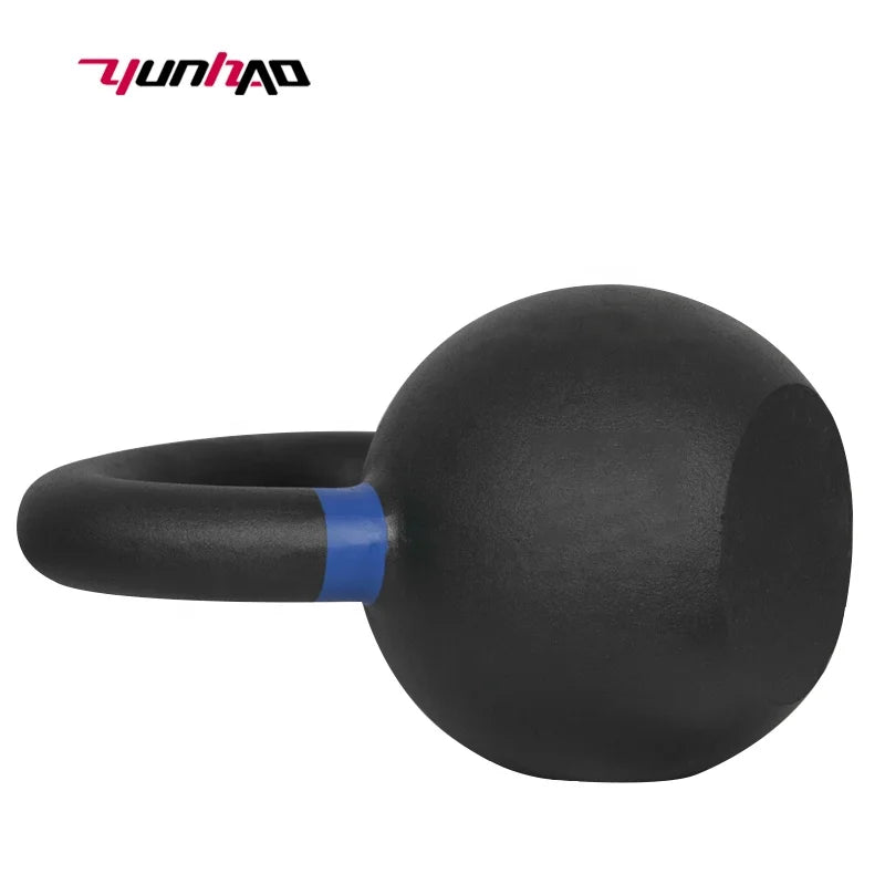 High Quality Gym Equipment Fitness Weight Lifting Exercise Black Powder Coated Cast Iron Kettlebell With Color Rings