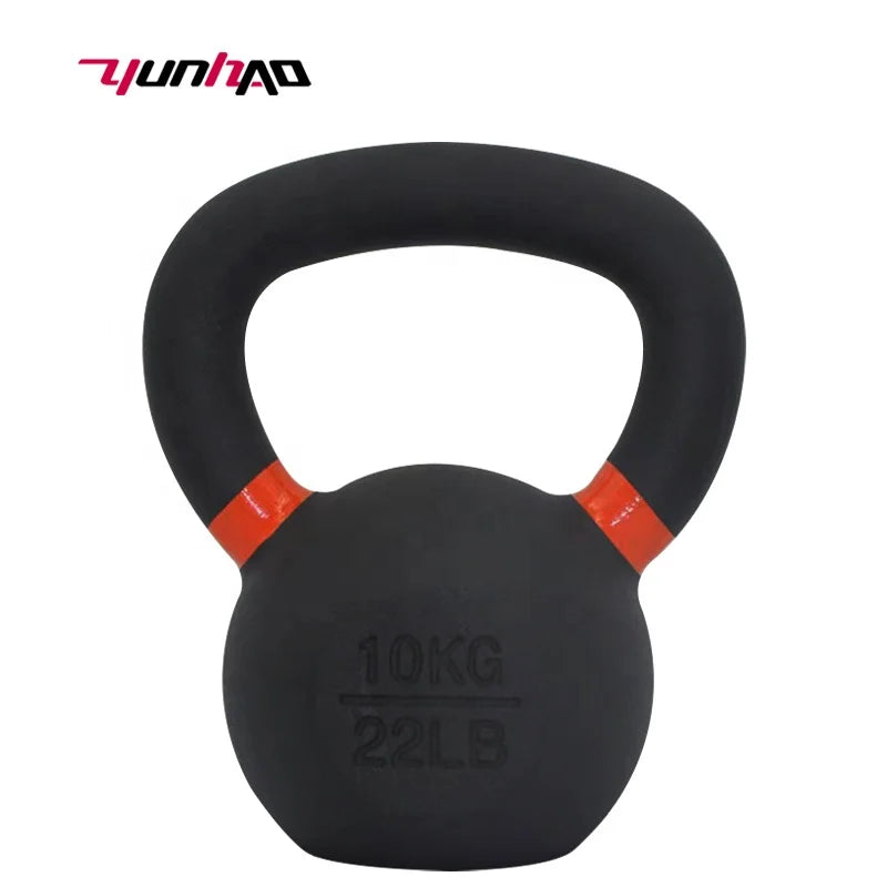 High Quality Gym Equipment Fitness Weight Lifting Exercise Black Powder Coated Cast Iron Kettlebell With Color Rings